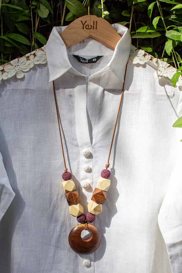 Cassia Wooden Ring Beaded Necklace - Yell With Us