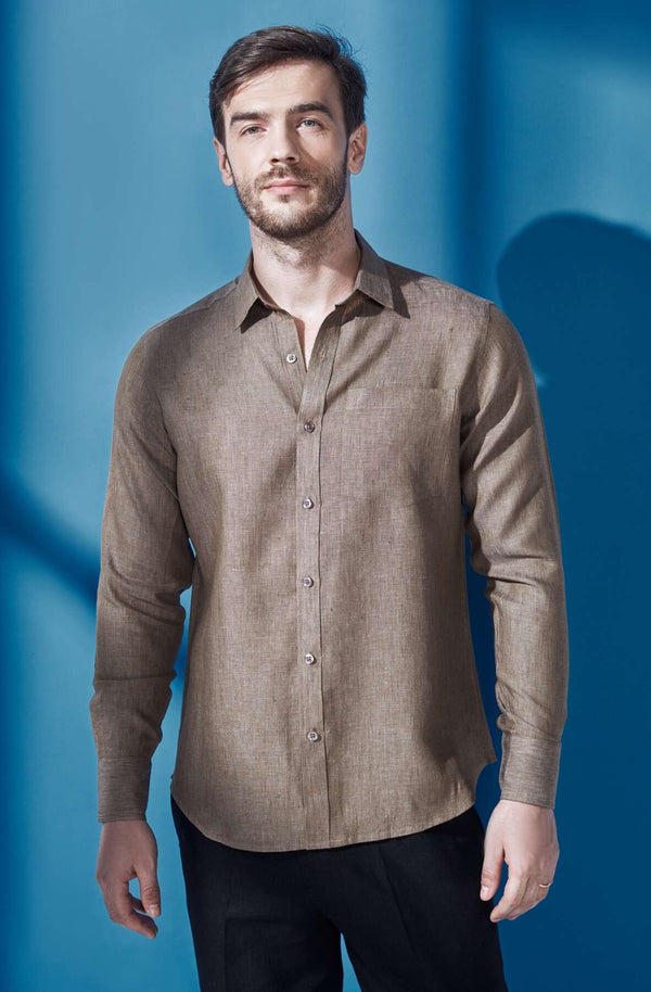 Extended Collar Linen Shirt - Yell With Us