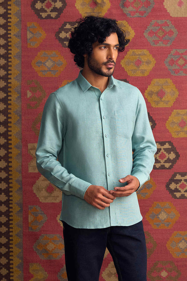 Extended Collar Linen Shirt