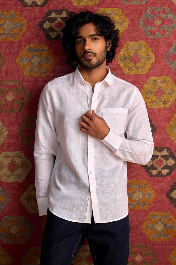 Extended Collar Linen Shirt - Yell With Us