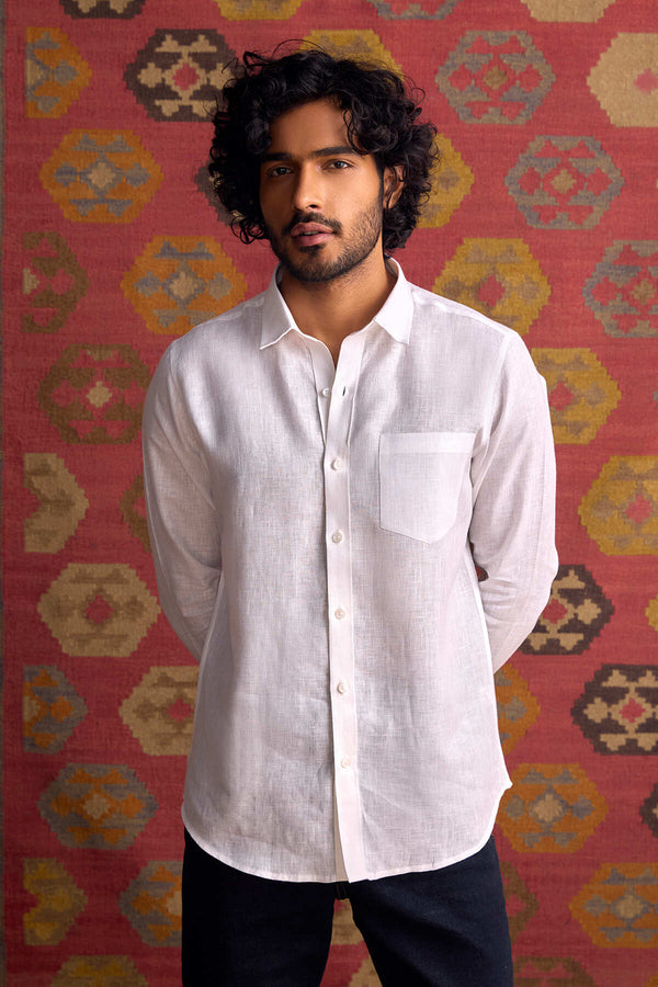 Extended Collar Linen Shirt - Yell With Us