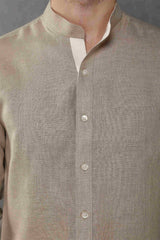 Mandarin Collar Linen Shirt - Yell With Us