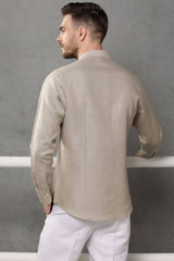 Mandarin Collar Linen Shirt - Yell With Us